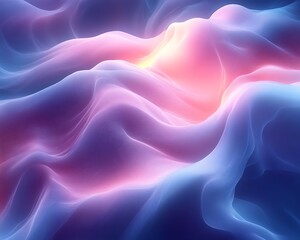 Fototapeta premium Abstract wavy light pink, purple, and blue glowing energy background.