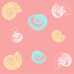 Set of sea style seamless patterns. Underwater creatures, starfish, sea horse, coral, fish. marine, nautical endless wallpaper, background. Endless