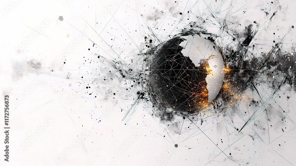 Poster abstract global communication concept with tech data visualization