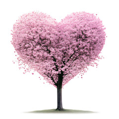 Obraz premium pink heart shaped tree with blossoms on white background symbolizes love and beauty