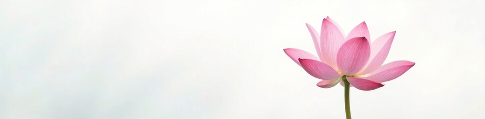 Fototapeta premium A solitary lotus in full bloom on a white background with a subtle gradient, peaceful, flowers