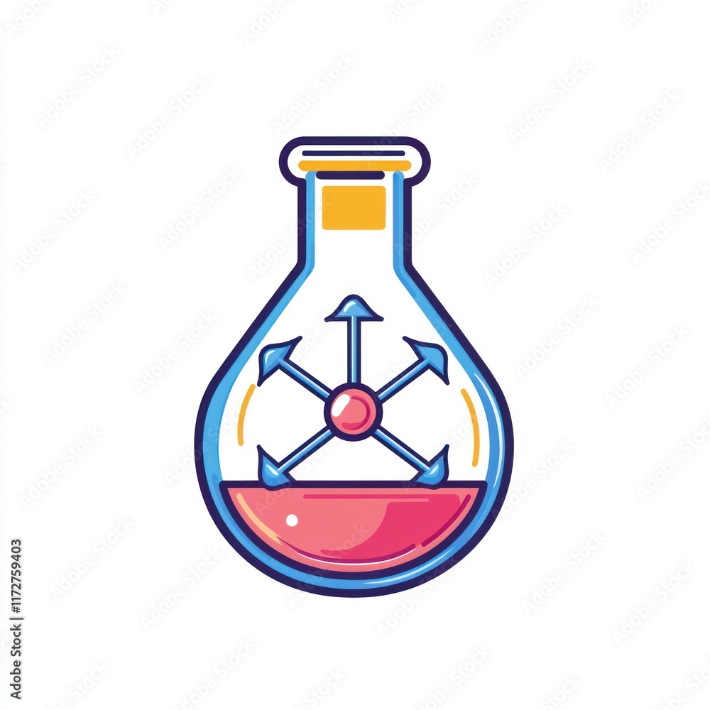 Poster erlenmeyer flask showing molecular multidirectional movement