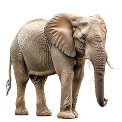 Fototapeta premium african elephant standing full body side view isolated on a white background