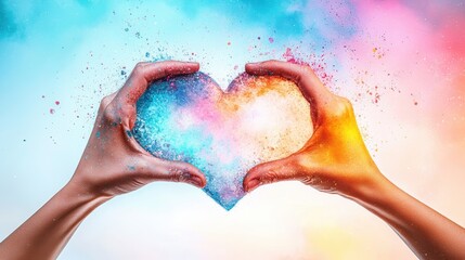 Fototapeta premium Colorful Heart in Hands