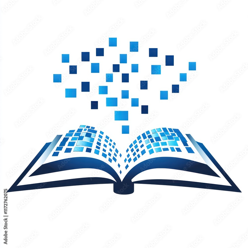 Aufkleber digital data emerging from an open book