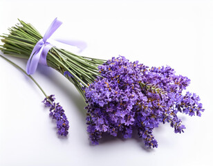 Lavender flowers bundle on a white background