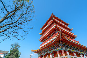 Fototapeta premium The pavilions in the small town of Nisu, where the Mengzi Yi people live, in Yunnan, China.