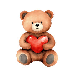 Obraz premium teddy bear holding red heart, perfect for Valentine Day gifts
