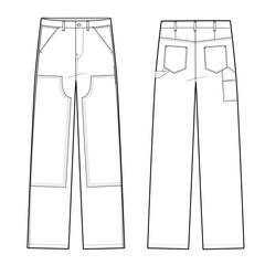 Carpenter denim pants mockup template clothing vector design