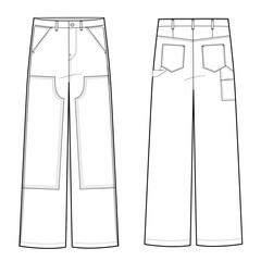 Carpenter denim pants mockup template clothing vector design