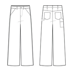 Carpenter denim pants mockup template clothing vector design