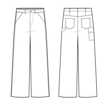 Carpenter denim pants mockup template clothing vector design