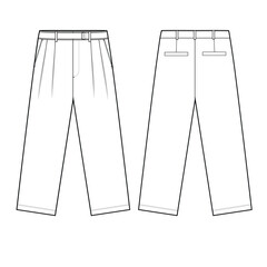 Pleated pants mockup template clothing vector design