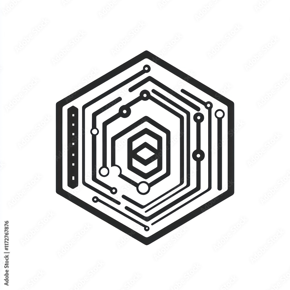Aufkleber hexagonal circuitry design abstract technology image