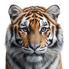 Fototapeta premium tiger head close up detailed portrait isolated on a white background