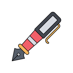Fountain Pen  lineal color line icon with white background vector stock illustration
