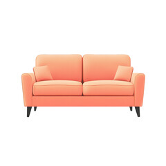 Fototapeta premium Comfortable coral sofa: A close-up shot of a soft and inviting coral sofa, evoking a sense of comfort, elegance, and relaxation in a modern living space. 