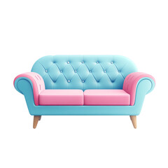 flat vector front-view 3d illustration of a sofa isolated on a white background