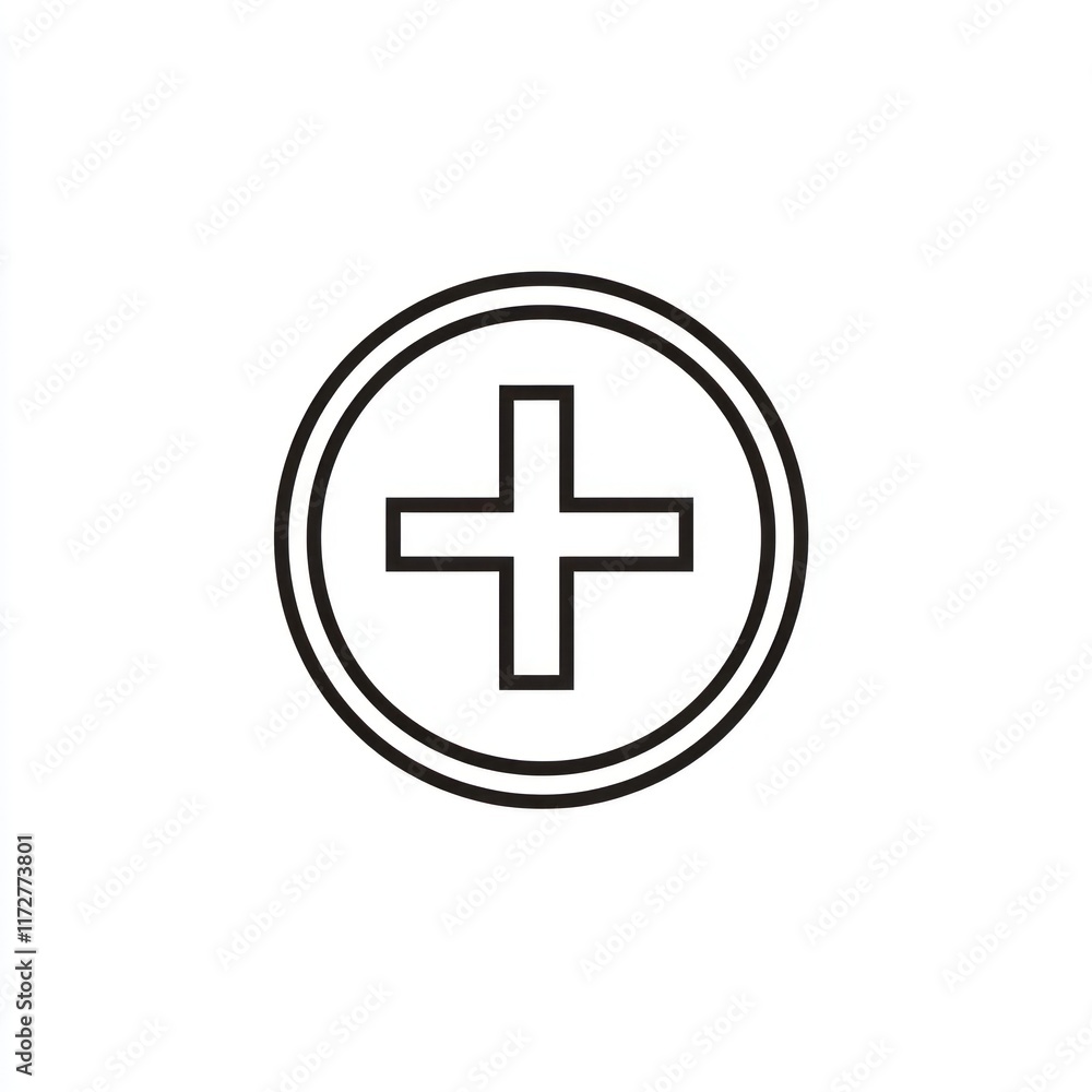 Poster a simple cross symbol inside a double circle