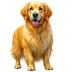 Golden Retriever with fluffy fur, depicted in a full-body pose. The dog&rsquo;s friendly nature and elegant coat make it perfect for pet illustrations, logos, or digital artwork.