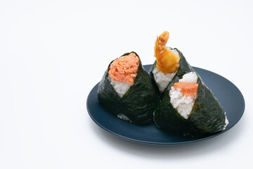 サケと明太子と海老天のおむすび