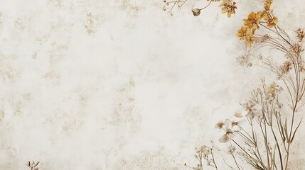 Dried Flowers Frame Beige Background Design