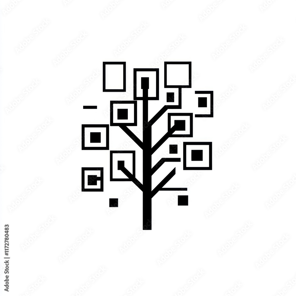 Poster abstract tree representing digital growth and network