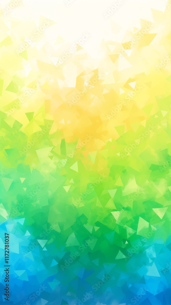 Aufkleber abstract background featuring a gradient of blue, green, and yellow triangles creating a vibrant and
