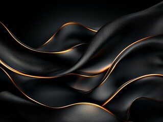 Abstract Black and Gold Waves Luxury Elegant Swirling Fabric Texture Background
