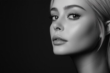 Fototapeta premium Beautiful skin woman face, healthy beauty skincare and cosmetics for adverstising. Generative Ai. 