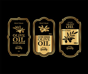 olive oil black labels banner sticker vintage golden