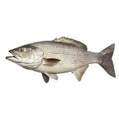 Elegant Sea Bass: This image features a finely detailed sea bass specimen against a clean backdrop, showcasing its sleek form and textured scales.