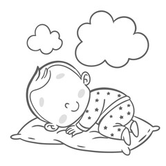 hand drawn illustration of a baby sleeping