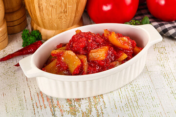 Hungarian Lecho with bell pepper and tomato