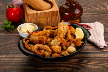 Fritto misto - deep fried seafood mix