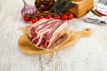 Raw beef ribs for cooking