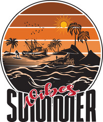 Summer Vibes T shirt design, vector, apparel, template, eps 10, typography t shirt, vintage