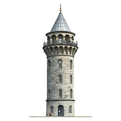 Obraz premium Ottoman Tower: A tall, elegant Ottoman tower with intricate details and a pointed roof stands against a clear sky.