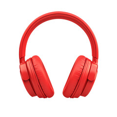 Crimson Serenity: A vibrant pair of red headphones rests, a visual symphony of form and function. A close-up shot highlights the headphones' sleek design and smooth texture.