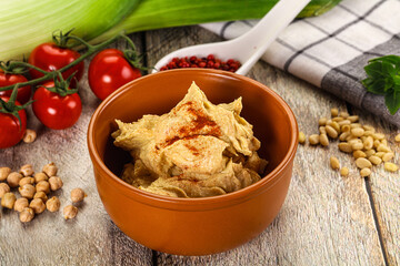 Natural chickpea hummus with paprika
