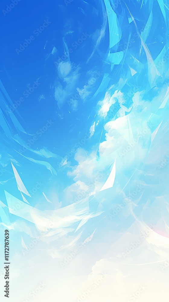 Poster abstract blue sky background with soft white clouds and gradient effect