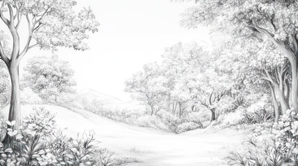 Serene Woodland Path Gentle Hills and Trees