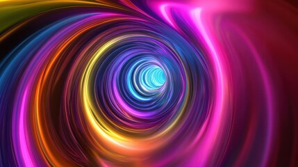 Colorful light tunnel showcasing vibrant patterns moving at high speed during nighttime