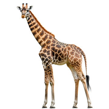 reticulated giraffe full body standing isolated on a white background