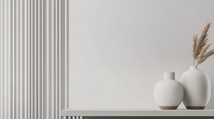 Minimalist White Vases Pampas Grass Decor