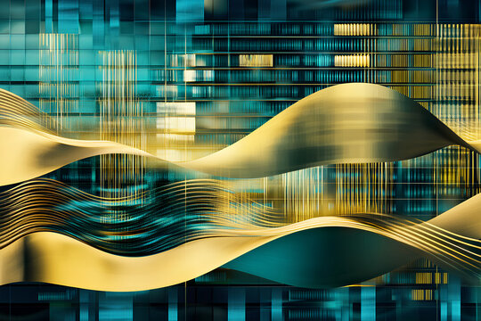 Abstract blue background with lines and digital design elements