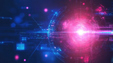 Vibrant digital abstraction showcasing light and motion through colorful patterns in a futuristic setting