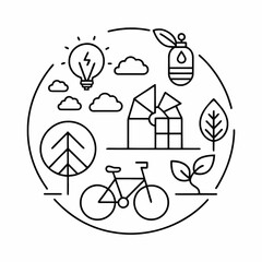 Nature icon  and  sustainable development  icons for environmental sustainability themes