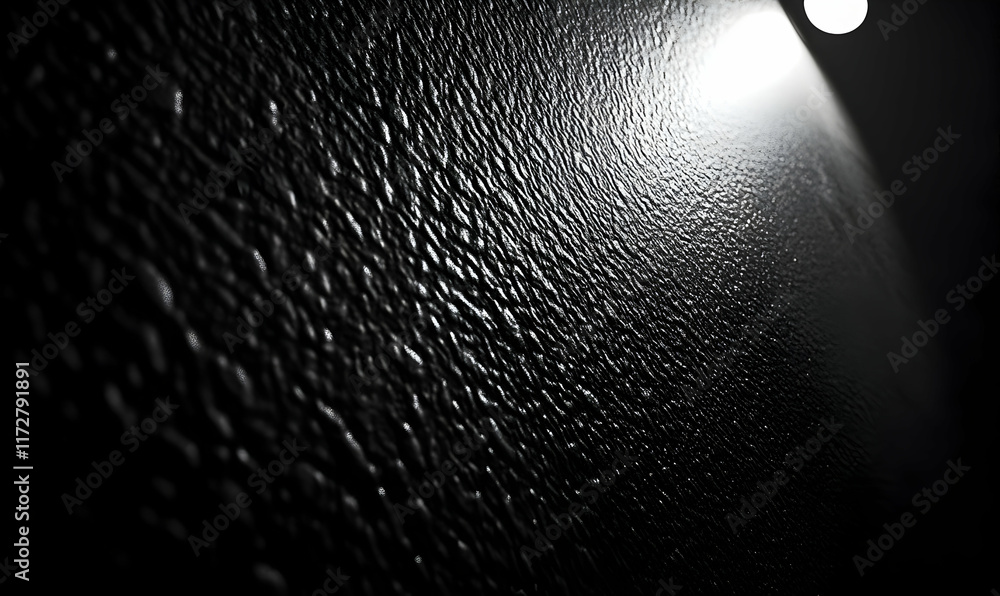 Poster Dramatic black and white close-up of a textured wall illuminated by a single light source, creating a high contrast image ideal for backgrounds or design elements.