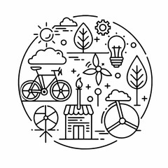 Ecological icon  for sustainable development and renewable energy.